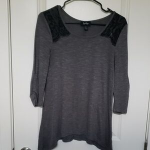 Gray Lace Accent Top